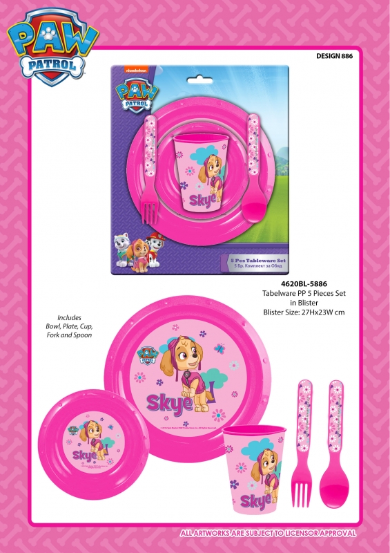 PAW PATROL TABLEWARE 886 Lunch Set in Blister Presentation